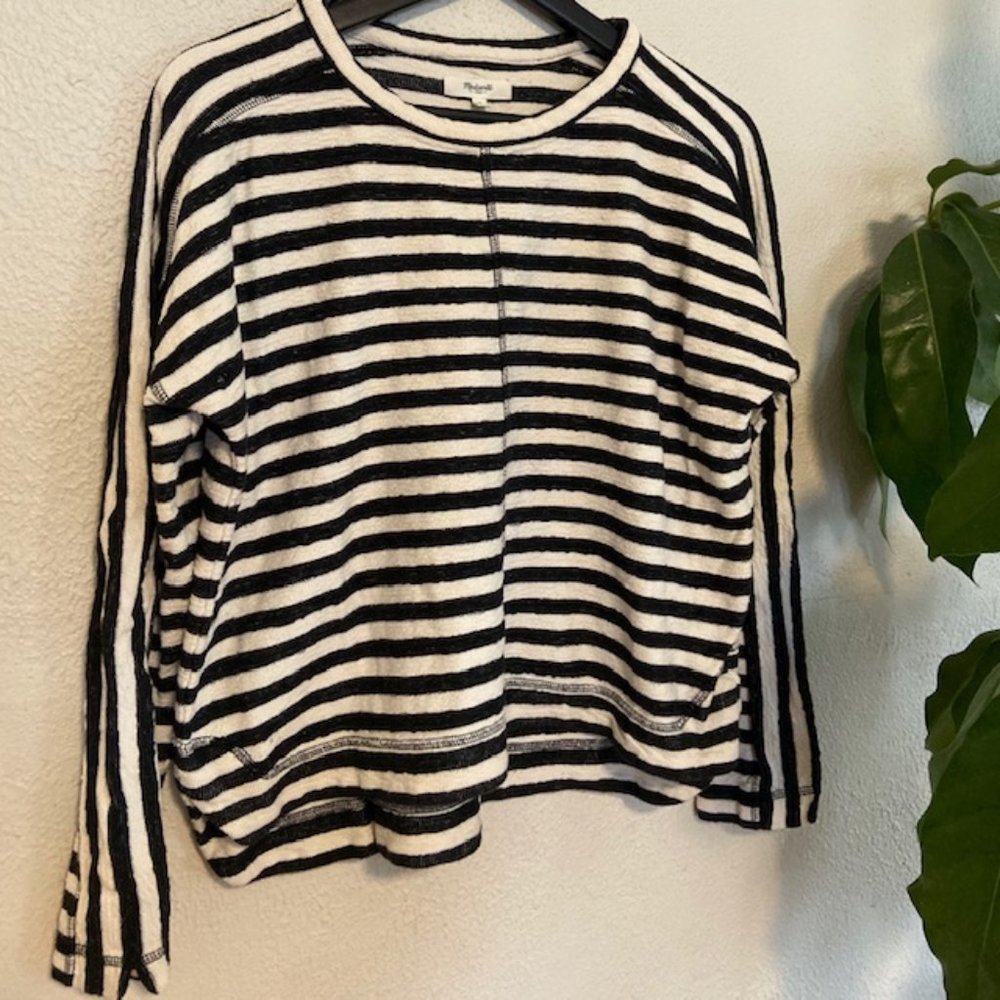 Striped Crew Neck Cropped Madewell Sweater